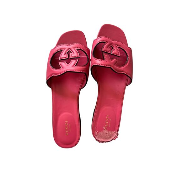 Gucci leather pink sandals- have some damage, still usable designer sz 39 or 8.5 - Picture 1 of 8